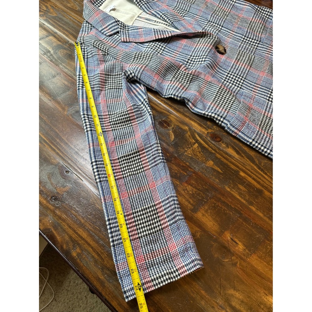 J. Jill Womens Blue Red Plaid Longline Cotton Blazer Jacket Size S BatleyMult - Picture 7 of 12